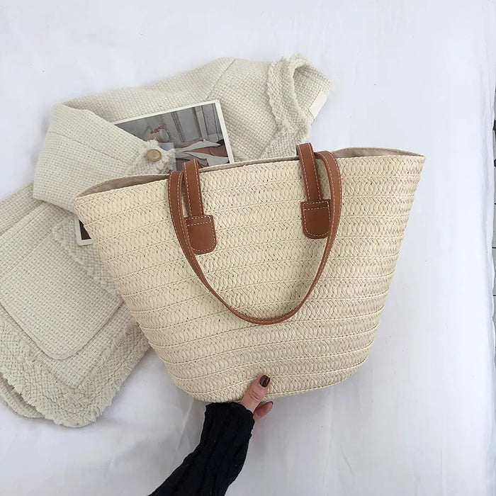 Wholesale Summer Women Fashionable Straw Woven Large Capacity Tote Bag