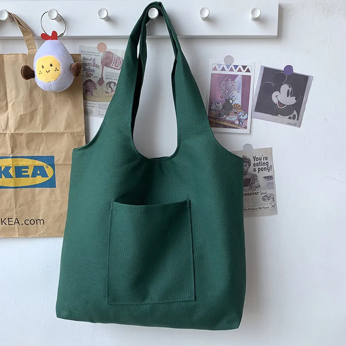 Wholesale Women Fashionable Solid Color Large Capacity Canvas Tote Bag