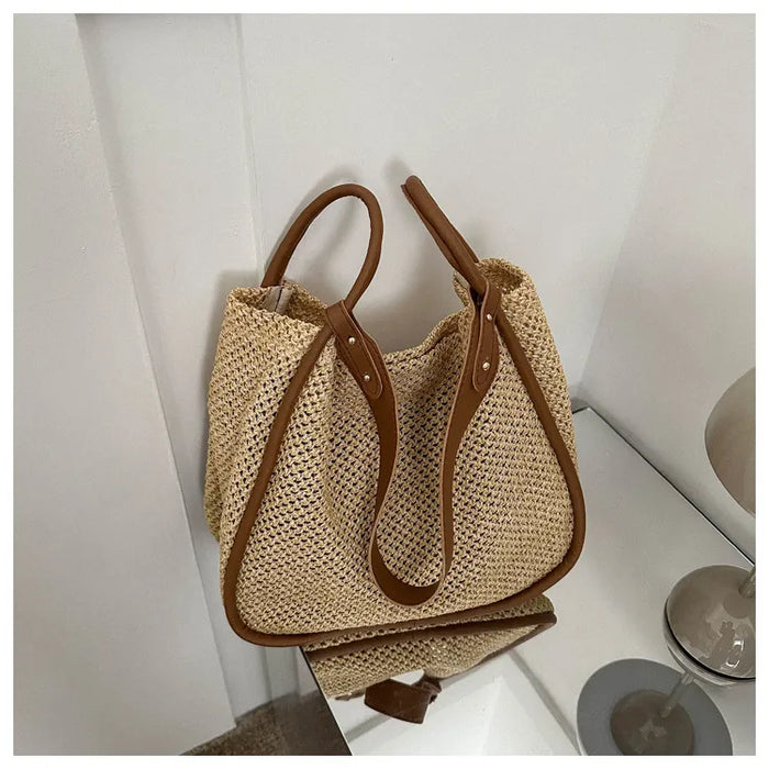 Women Fashion Large Capacity Woven Tote Bag . SPRING SEASON