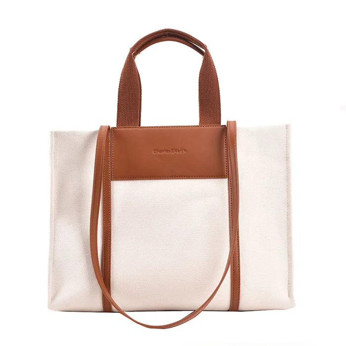 Women Fashion Colorblock Large Capacity Canvas Tote Bag, Wholesale too.