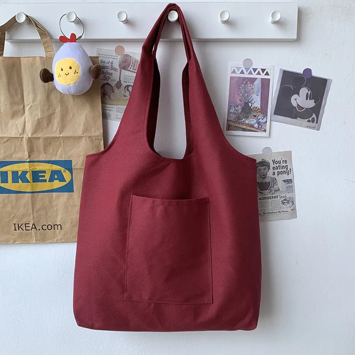 Wholesale Women Fashionable Solid Color Large Capacity Canvas Tote Bag