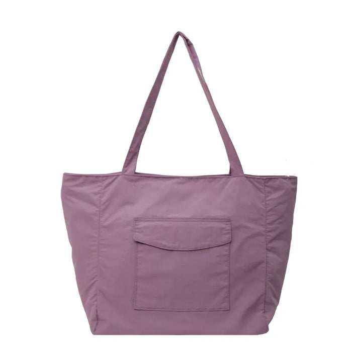 Women Simple Solid Color Large Capacity Nylon Tote Bag. Wholesale too.