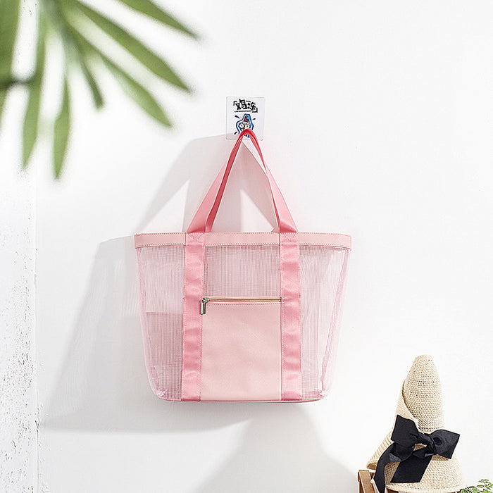 Women Fashion Casual Color Block Grid Beach Bag