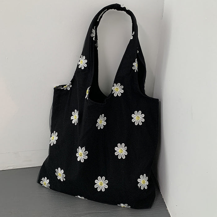 Sophisticated Butterfly Embroidered Shopper Bag