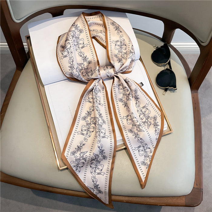 Thin Narrow Long  Silk Scarves Women's tie.