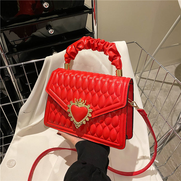 Luxury Heart-Embellished Square Bag