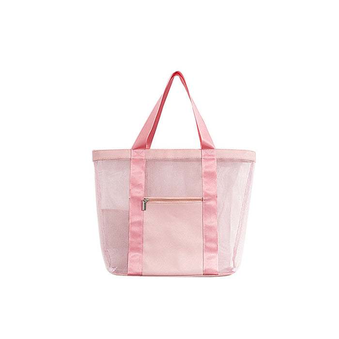 Women Fashion Casual Color Block Grid Beach Bag