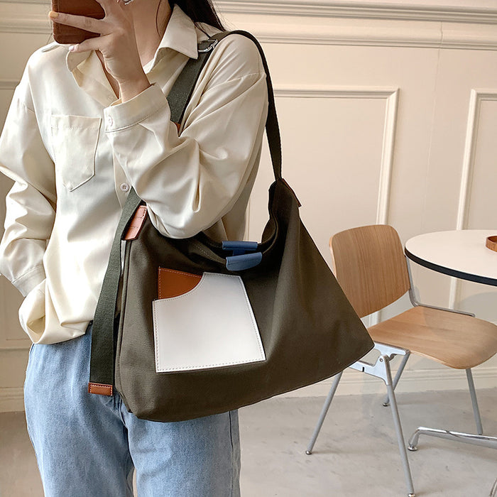 Elegant Multi-Panel Canvas Shoulder Tote