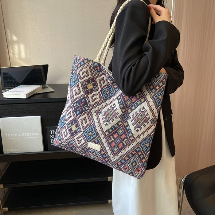 Stylish Large Capacity Patchwork Tote