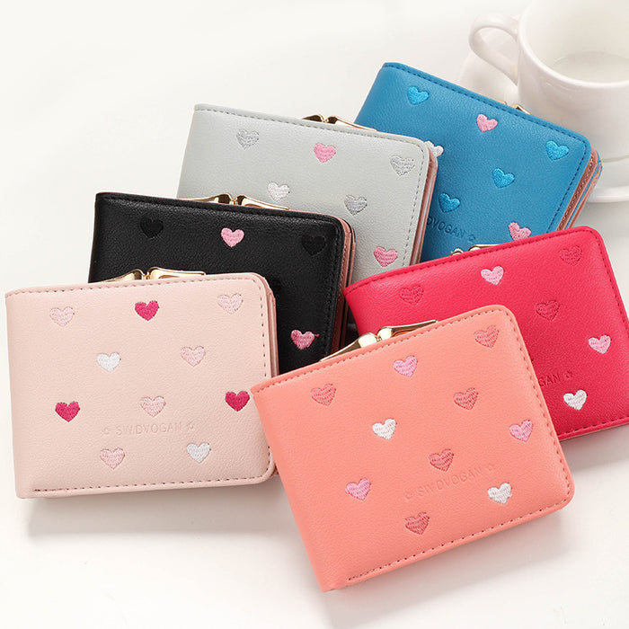 Women's Short Wallet Fashion Multi-color Wallet Two-fold Coin Purse