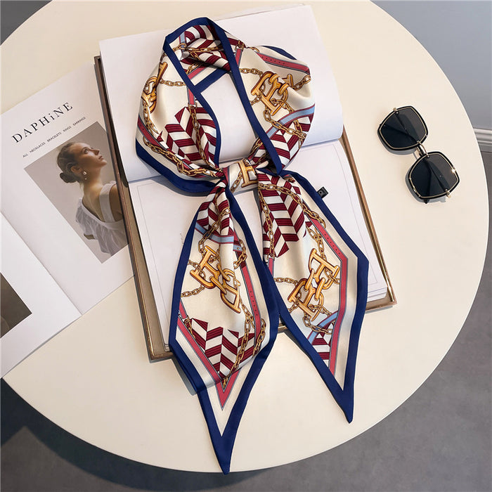 Thin Narrow Long  Silk Scarves Women's tie.