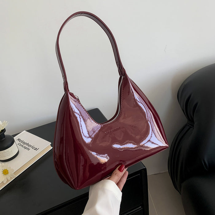 Minimalist Glossy Shoulder Handbag