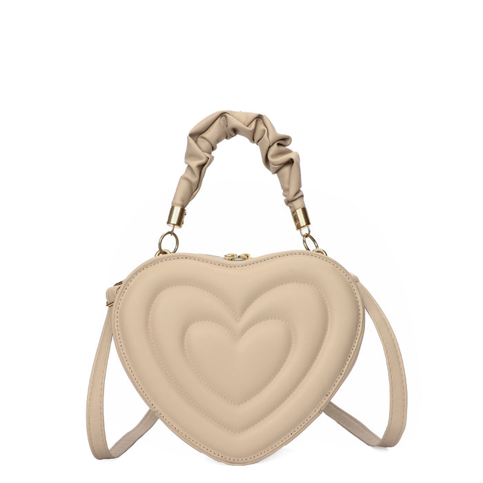 Wholesale Women Fashion Solid Color Heart-Shaped Zipper Mini Handle Crossbody Bag