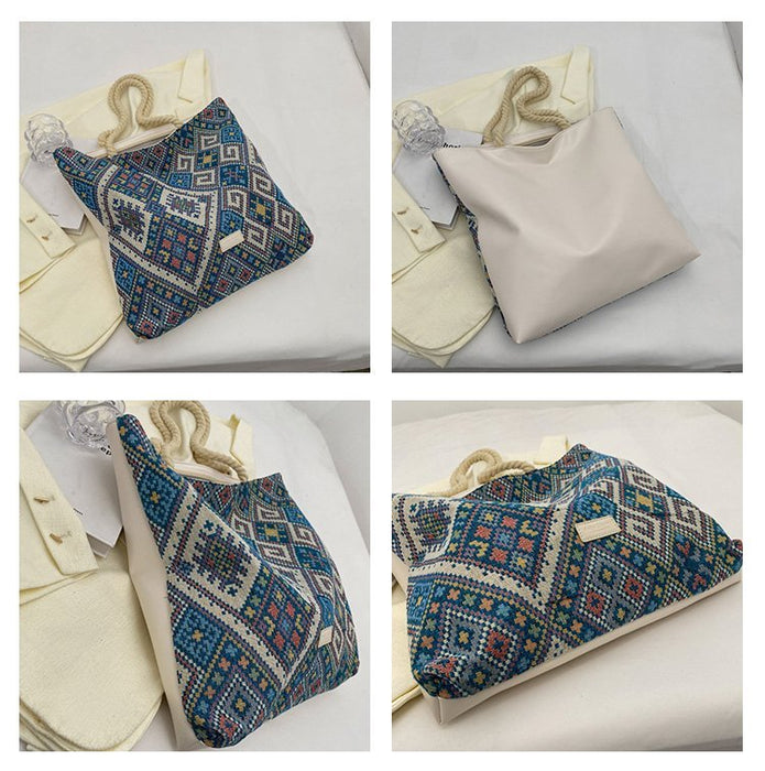 Stylish Large Capacity Patchwork Tote