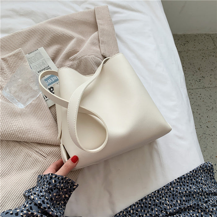 Wholesale Women Fashion Casual Simple Solid Color Large Capacity Handbag