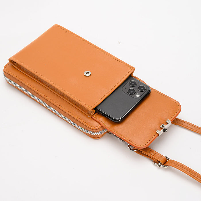 Wholesale Simple Solid Color Zipper Phone Purses