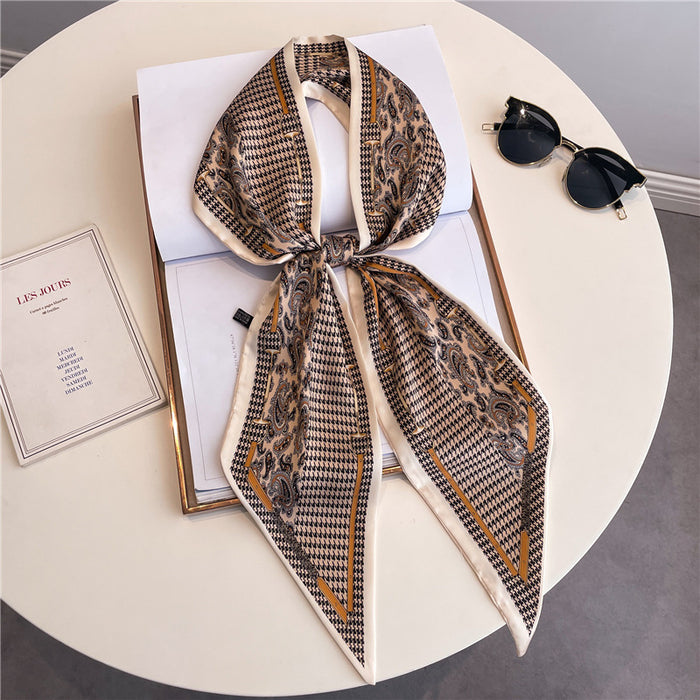 Thin Narrow Long  Silk Scarves Women's tie.