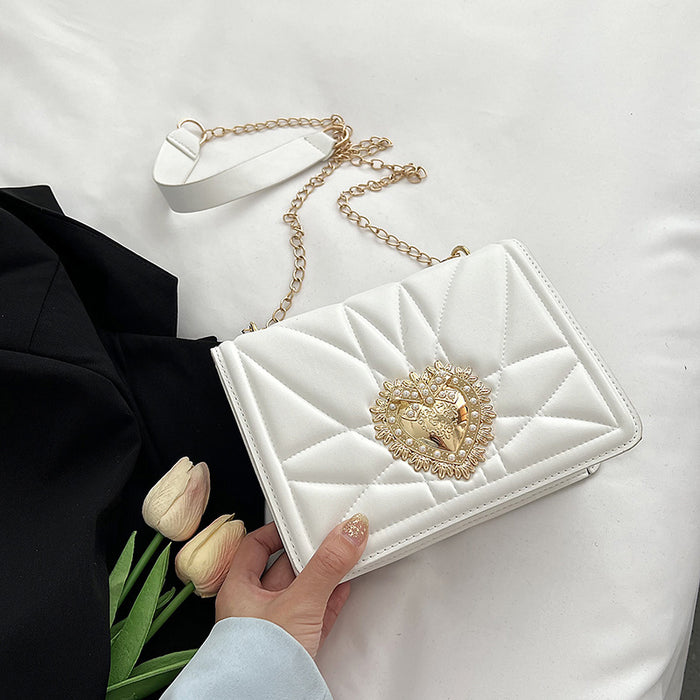 Luxury Heart-Embellished Square Bag