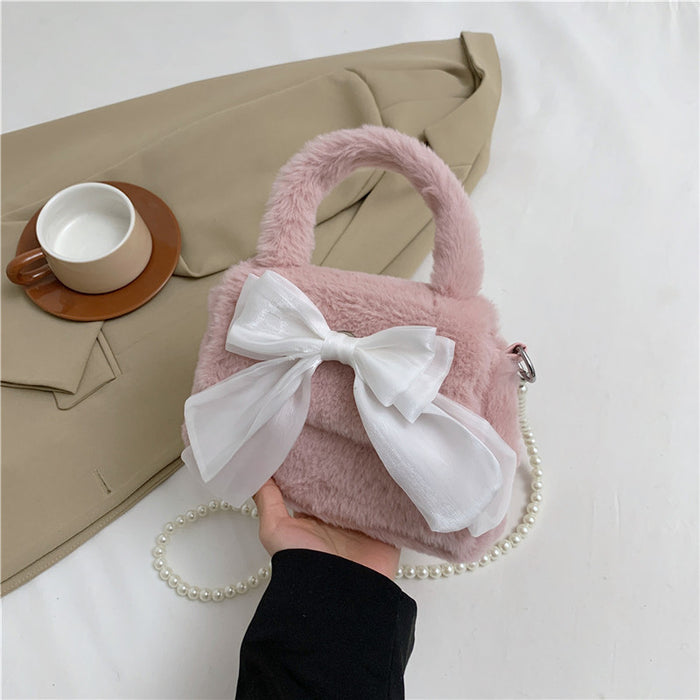 Luxury Fuzzy Bow Mini Bag