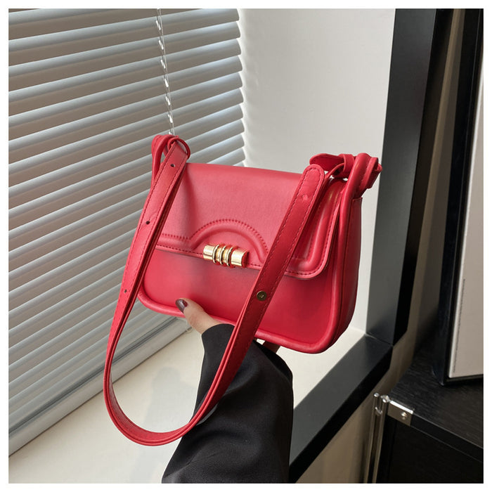 Women Fashion Simple Elegant Solid Color Shoulder Bag