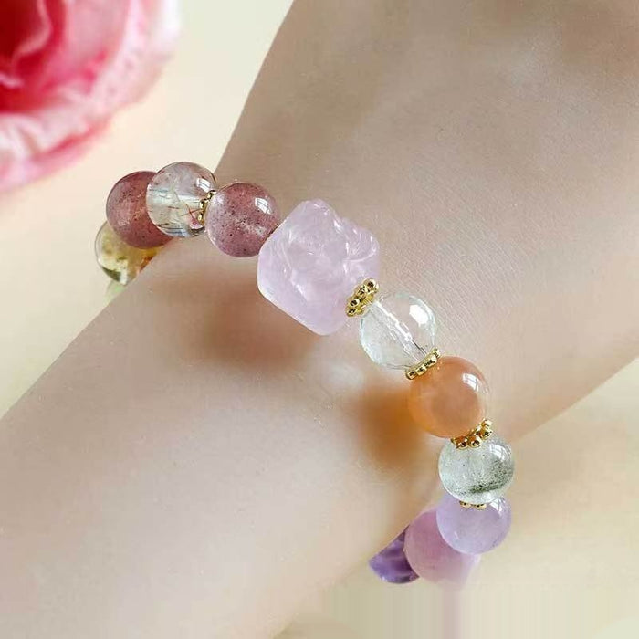 Natural Crysta Amethyst Beaded Bracelet