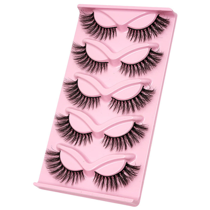 Women's One-piece Five-pair Cat Eye Oblique Flying Stage Makeup Thick Cat Eye Eyelash