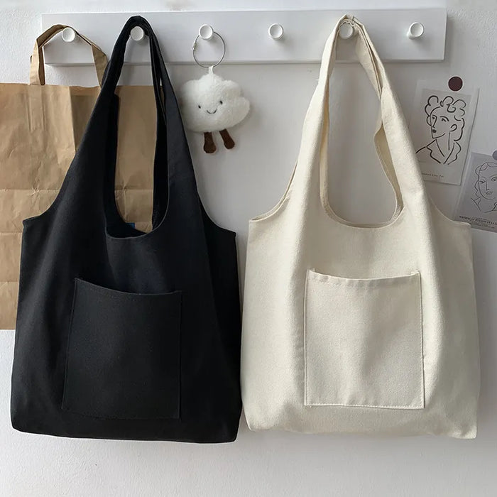 Wholesale Women Fashionable Solid Color Large Capacity Canvas Tote Bag