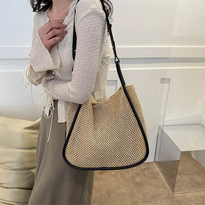 Women Fashion Large Capacity Woven Tote Bag . SPRING SEASON