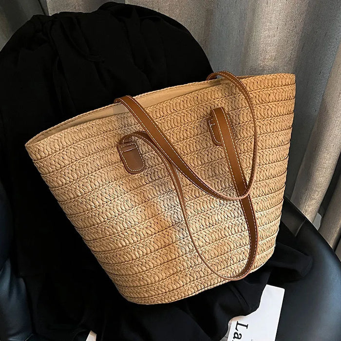 Wholesale Summer Women Fashionable Straw Woven Large Capacity Tote Bag