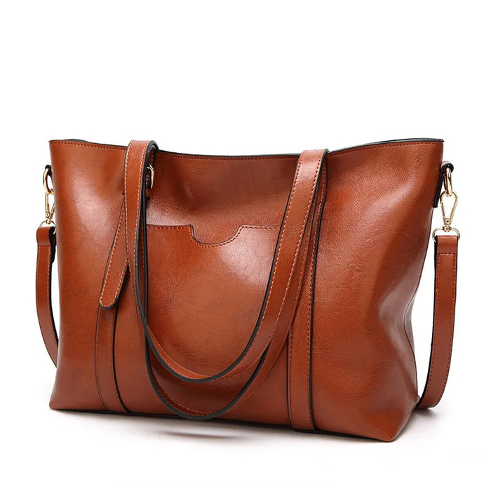 Wholesale Women Vintage Painted Leather Large Capacity Shoulder Tote Bag