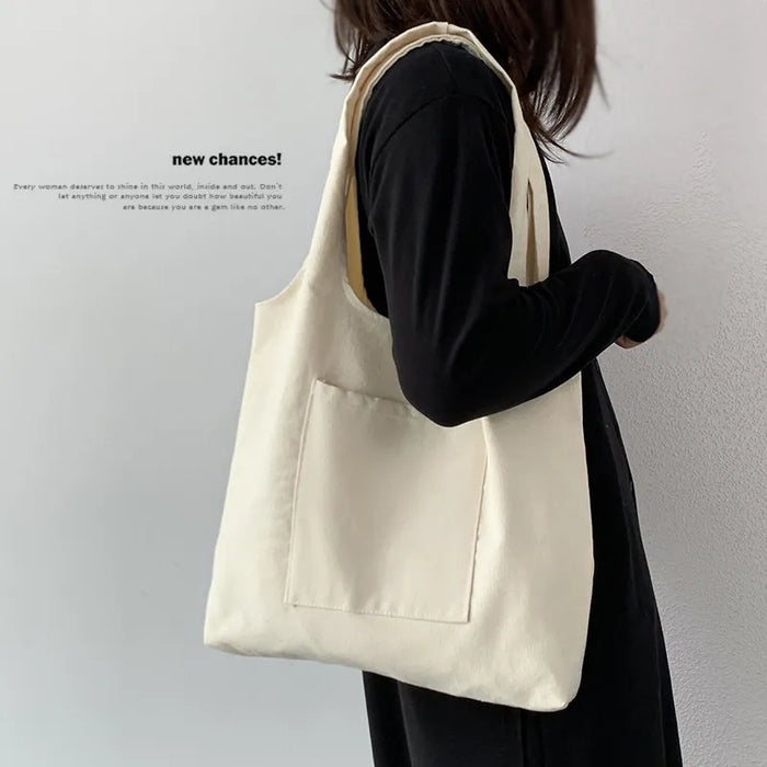 Wholesale Women Fashionable Solid Color Large Capacity Canvas Tote Bag