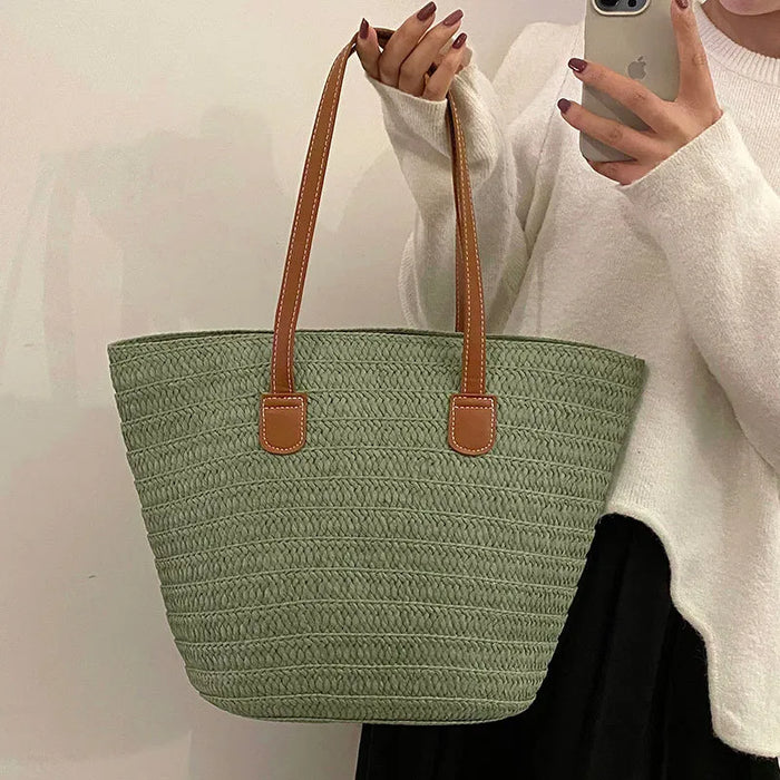 Wholesale Summer Women Fashionable Straw Woven Large Capacity Tote Bag