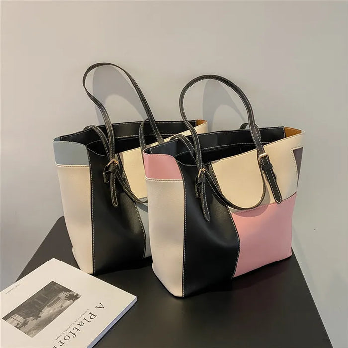 Women Fashion Casual Splicing Pu Tote Bag