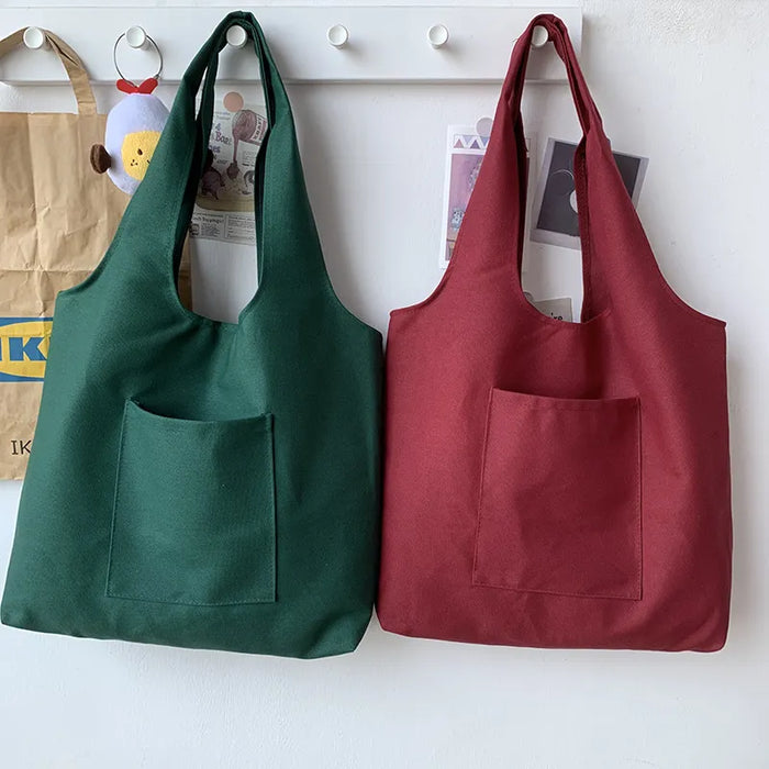 Wholesale Women Fashionable Solid Color Large Capacity Canvas Tote Bag